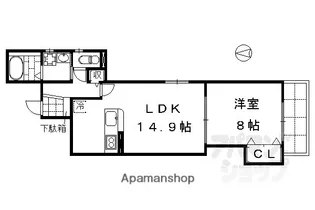 I.レジデンス六角【101号室】の間取り