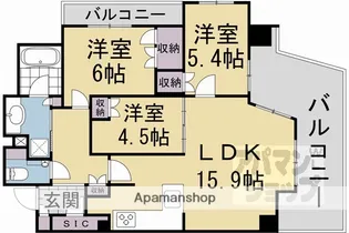 パラドール御所西グランデ【206号室】の間取り