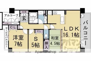 パラドール京都烏丸璃宮【3階】の間取り