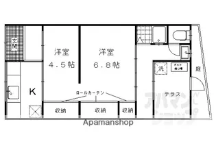 京都府京都市伏見区横大路中ノ庄町【テラスハウス】の間取り