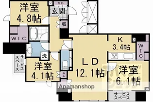 ジオ京都御池通【8階号室】の間取り