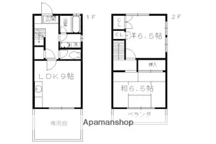 京都府京都市下京区西新屋敷中堂寺町【テラスハウス】の間取り