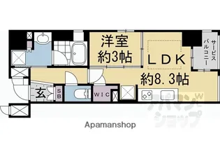 ソルティア京都四条堀川【11F号室】の間取り