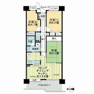 ファミールガーデン二条駅前西棟【4階】の間取り