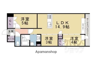 イニシア京都御所南【406号室】の間取り
