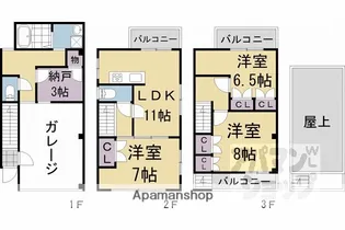京都府京都市東山区泉涌寺五葉ノ辻町【一戸建】の間取り
