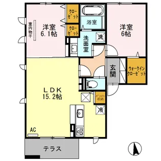 BURS WOOD A棟【1階】の間取り