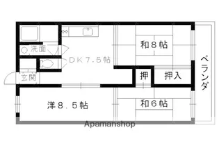 エバーグリーン嵐山【101号室】の間取り