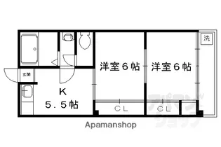 叡峰閣【2-B号室】の間取り