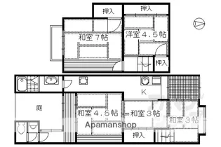 京都府京都市左京区鹿ケ谷西寺ノ前町【テラスハウス】の間取り