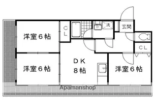 ハイムフロイデン一乗寺【E-5号室】の間取り