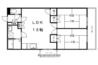 シャルマン衣笠金閣寺ハイツ【2-E号室】の間取り