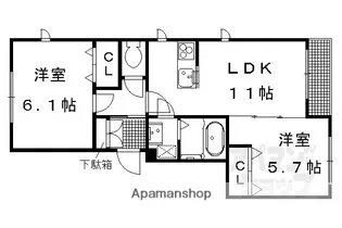 SHINING TERRACE 西賀茂【101号室】の間取り