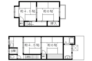 京都府京都市北区大宮南箱ノ井町【テラスハウス】の間取り