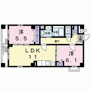 ハイダウェイ下古城【4階】の間取り