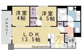 ルーシア京都烏丸御池【401号室】の間取り