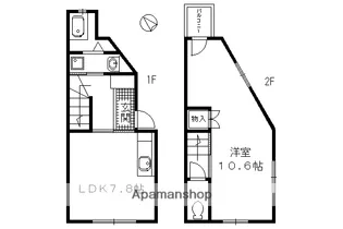 ビアンフェ下鴨 西棟【1号室】の間取り