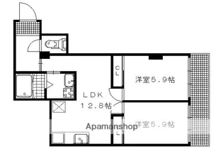 下鴨貴船町マンション【2階】の間取り