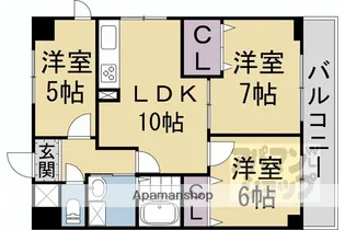 パインフィールド二条城【401RV号室】の間取り