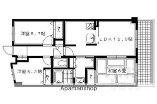 グランドメゾン修学院 1番館【405号室】の間取り
