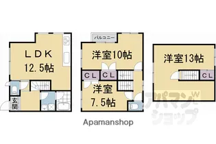 京都府京都市左京区一乗寺塚本町【一戸建】の間取り