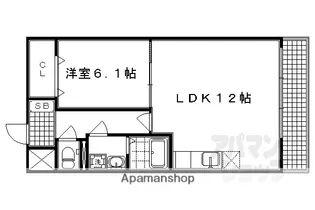 パレスサイド中立売【101号室】の間取り