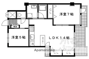 御所西ロイヤルプラザ【202号室】の間取り
