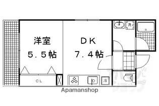 ブランネージュ二条城北【3階】の間取り
