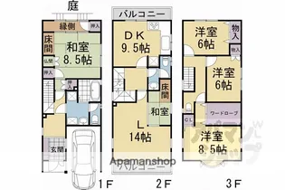 京都府京都市上京区尼ケ崎横町【一戸建】の間取り
