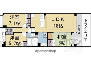 J.GRAN THE HONOR下鴨糺の社【137号室】の間取り