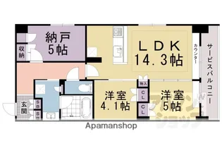 イニシア京都御所南【3F号室】の間取り