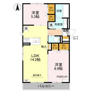 ルコアン堀川今宮【3階】の間取り