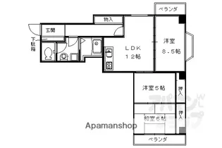 シャトル朱雀【602号室】の間取り
