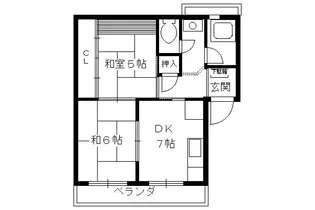 梅の宮ハイツ【302号室】の間取り