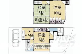 京都府京都市西京区山田弦馳町【テラスハウス】の間取り
