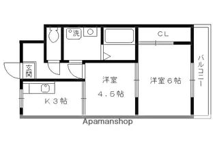 第三シャトーウメダ【307号室】の間取り