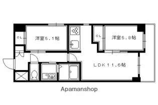 RIVER MOAT SHIJO【205号室】の間取り