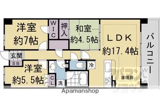 ライオンズ嵯峨天龍寺若宮 西の邸 東の邸【W212号室】の間取り