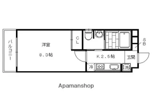 グラヴィス西院高辻【2階】の間取り