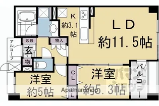 パラドール太秦丸太町【506号室】の間取り