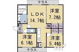 くおん嵯峨 東棟【202号室】の間取り