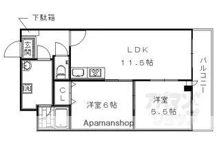 DU四条【6-G号室】の間取り