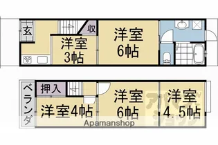 京都府京都市右京区嵯峨野清水町【一戸建】の間取り