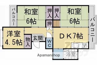 大覚寺市営住宅【2-104号室】の間取り