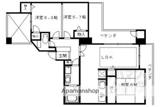 サーパス桂第2【407号室】の間取り