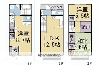 京都府京都市中京区末丸町中筋通竹屋町上る【一戸建】の間取り