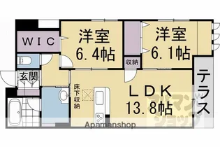 シャーメゾン 西ノ京【101号室】の間取り