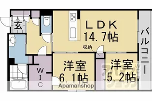 ヴェスプッチ二条城【205号室】の間取り