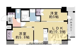 ジオエント四条大宮【6階】の間取り