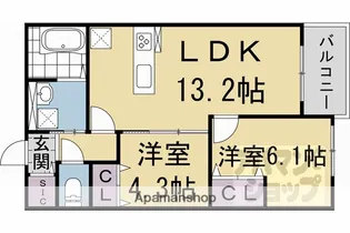PLUME葛野三条【303号室】の間取り